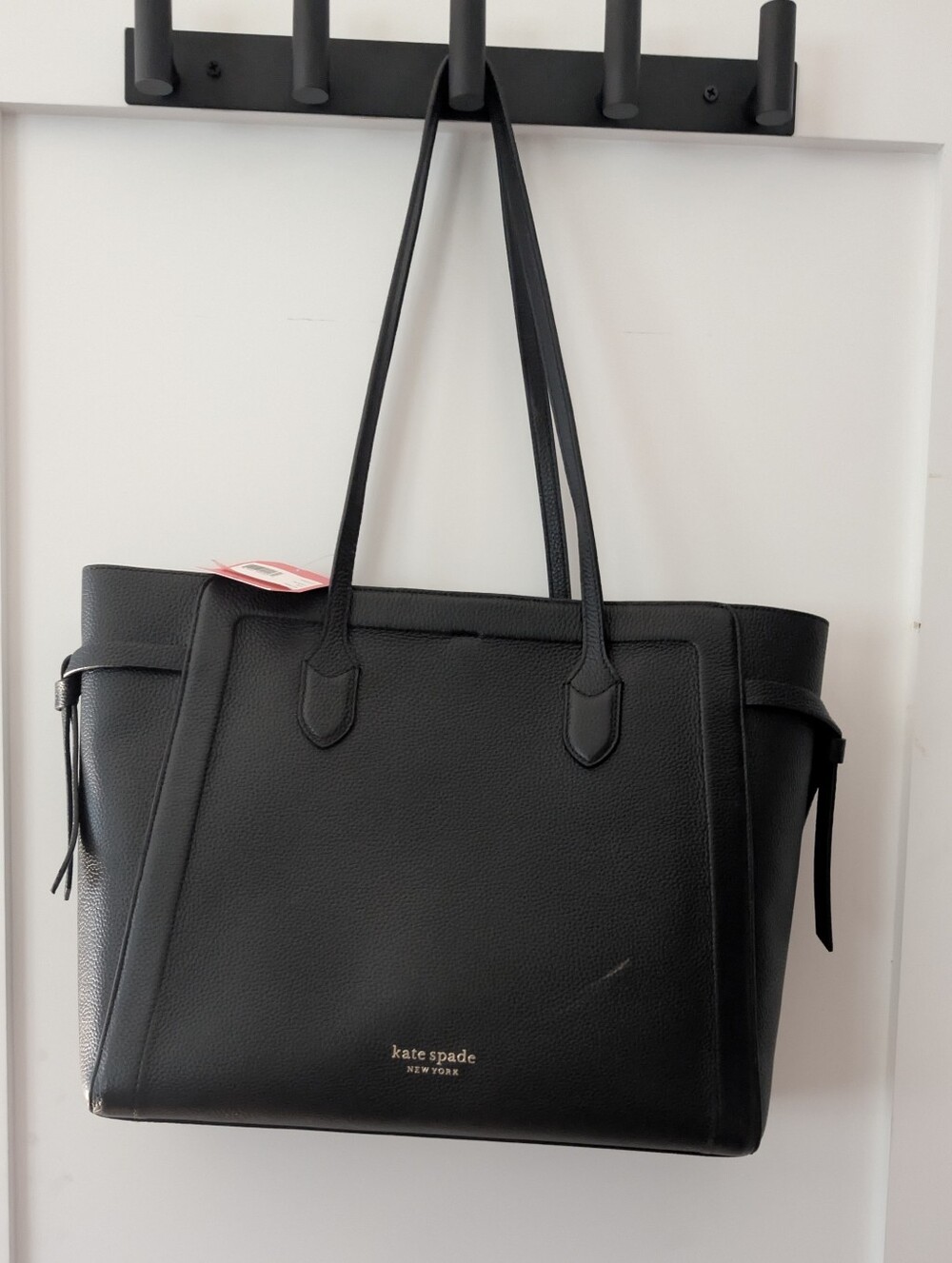 NWT Kate Spade New York Knott Large Pebbled Leather Tote Bag - Black